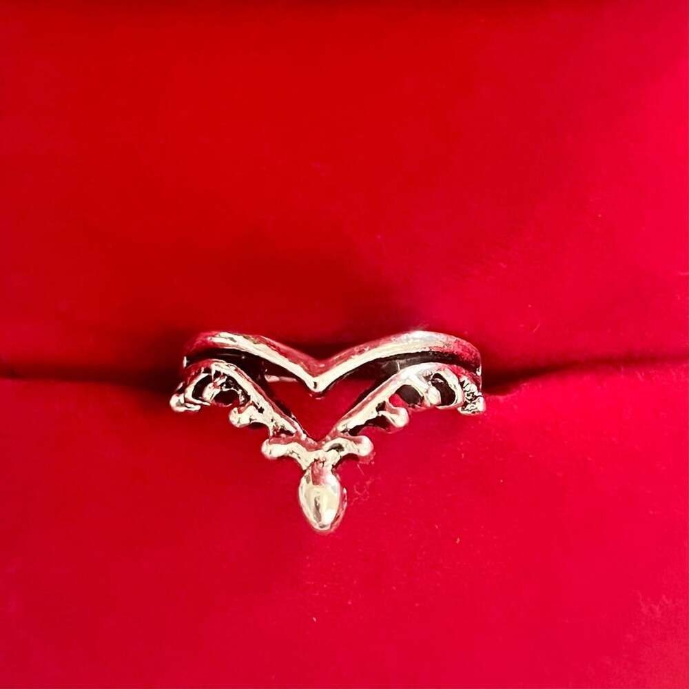 Midnight Sun Mehindi Chevron Ring Titanium Steel Silver Size 6